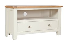 Oak Corner TV Unit Solid Cabinet Pine Painted French Ivory Cream Assembled