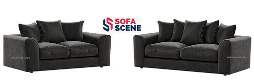 Plush black velvet 2 - velvet, sofa