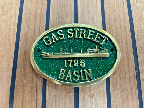 Gas street basin brass plate - gas,