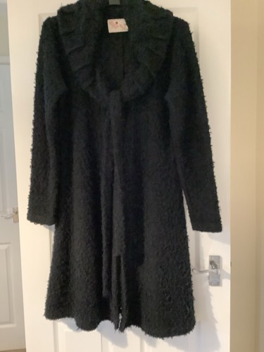 Black boucle knit coatigan - boucle,