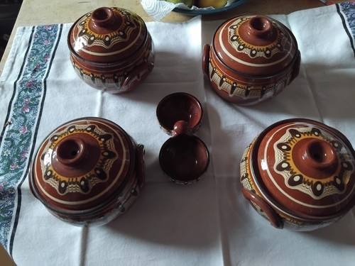 Terracotta cooking pots set - cooking,