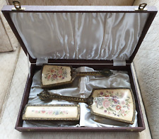 VINTAGE 1940's REGENT OF LONDON PETIT POINT VANITY SET IN ORIGINAL CASE