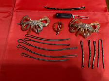 Collection Vintage Hair Clips Slides Faux Tortoise Shell & small circle broach