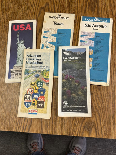 Lot old road maps - road, usa