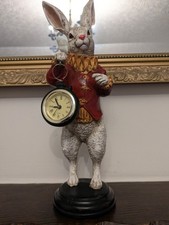 Alice In Wonderland White Rabbit Figure Mantel Clock 13" Inches Tall