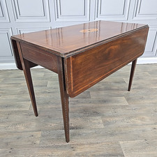 Antique Mahogany Inlaid Pembroke Drop Leaf Dining Table – Georgian Sheraton Wood