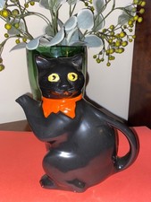 WOOD & SONS BURSLEM  1930s BLACK CAT PUSSYFOOT TEAPOT