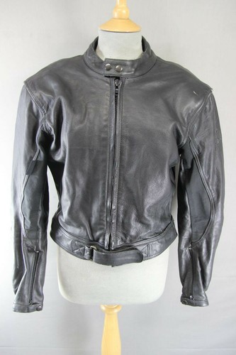 Black leather biker jacket - leather,