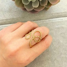 Swirl White Diamante Adjustable Ring