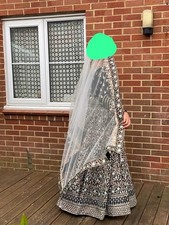 Green velvet lehenga set with