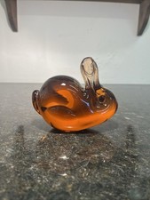 Vintage Amber Art Glass Rabbit
