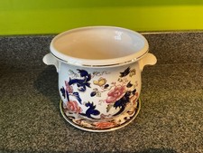 2 pieces of vtg Masons  ironstone,  cache pot and matching plate. Blue Mandalay