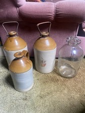 Vintage Demijohn 2 Large 1 Jug 1 Glass Label Remnant Queen Victoria Work As Seen
