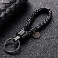 Keychain Leather Rope Strap Weave Keyring Key Chain Braided Ring Key Fob Gift