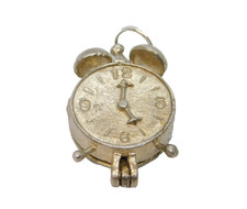 Sterling Silver CHIM Alarm Clock With Cockerel Inside Charm Vintage c1970