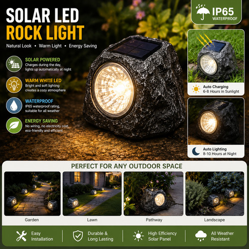 Solar led stone garden - led, light