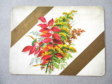 Antique Birthday Greetings Card  Shakespeare Quote Ferns & Foliage Victorian