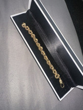 SOLID 9CT GOLD ON SILVER 7.5 INCH Heart Woman's BELCHER BRACELET - Gift