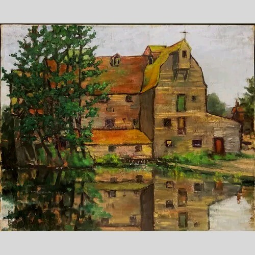 French school oil canvas - french,