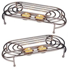 2X OVAL DOUBLE FOOD WARMER CHROME 2TEA LIGHT CANDLES CHAFING DISH RACK STAND UK