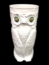 Vintage 20th Century 1970s Portugal Ceramic Owl Umbrella Stand / Stick Stand