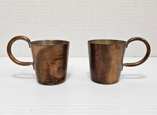 British Royal Navy Copper 1/2 Gill Grog Shot 1/8 Pint Measure Cup Set Of 2 Vtg