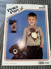 Peter Pan Knitting Pattern 410 Teddy  Childs Sweater Dk Wool 22-26”