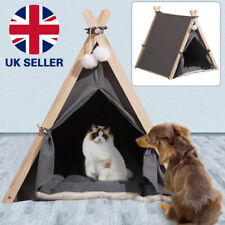 Folding Pets Teepee Tent Cat Dog Puppy Sleep Bed Tipi Play House Kennel Cushion~