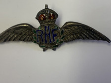 RAF Silver Enamel Sweetheart Brooch Pin 48x18mm Stamped Sterling on Reverse