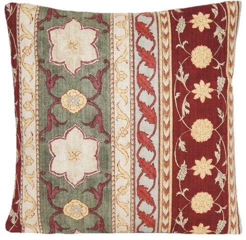 Floral cushion cover green - cushion, red
