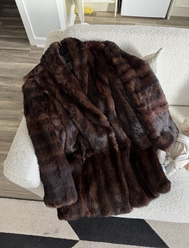 Real fur coat brown - real,