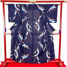 Japanese Kimono 'YUKATA' Cotton/Blue/Traditional/Indigo Dyed/Summer kimono N788