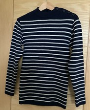 Vintage French 100% Pure Wool Jumper Striped Fisherman Breton Like St James S 8