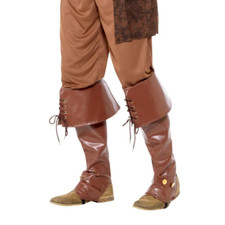 Deluxe Brown Pirate Bootcovers Unisex Pirates Fancy Dress Accessory One Size