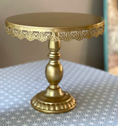 Gold matt metal round pedestal - metal,