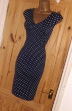 Navy white polka dot stretch