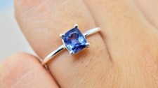 Beautiful Tanzanite Cushion Gemstone 925 Sterling Silver Ring Engagement Gifts