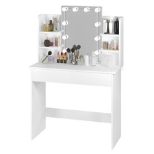 Dressing Table w/ LED Lights Mirror Vanity Make up Desk Drawers Storage Shelves