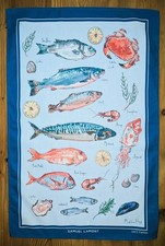 Favourite British Fish  cotton tea towel by Samuel Lamont .NEW.