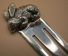 Sweet Solid Silver 925 Bookmark With A Bunny Rabbit Topper - Paper Money Clip