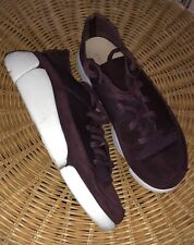 CLARKS Ladies Trigenic Flex Burgundy Nubuck/Suede Casual Shoes Trainers, UK 3 D