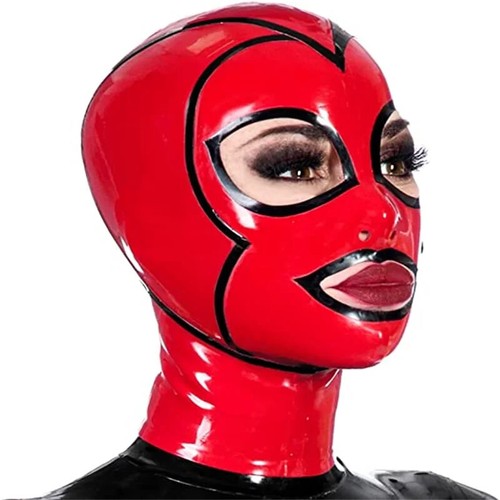 Pink latex hood - uk, gummi