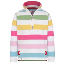 Lazy Jacks Girls Striped 1/4 Zip Sweatshirt in Brights