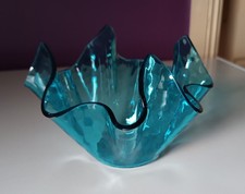 4"  70's Turquoise  blue art
