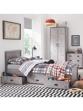 Jackson Single Storage Bed Weathered Grey Children Furniture Space-Saving