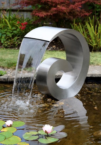 Silver ammonite water feature - silver,