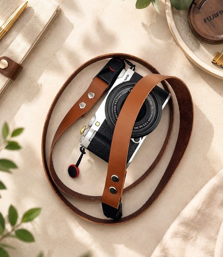 Veg tan leather camera neck - leather,