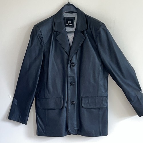 Black leather blazer short - black,
