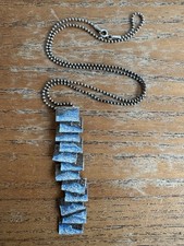 Flagstone Occasion Necklace in Slate Enamel. Shelia Fleet.  40cm Chain. Silver.