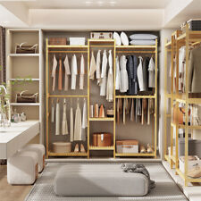 Thicken Bamboo Clothes Rail Garment Rack Cloakroom Open Wardrobe Walk-in Closet